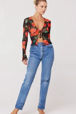 RESA Aliyah Mesh Top In Poppy Outlet